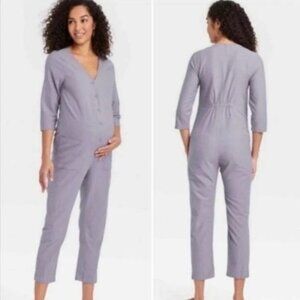 New The Nines By Hatch Maternity Jumper Pants Purple Small Designer